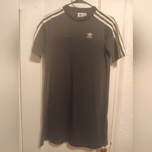 Adidas black T-Shirt Dress with White Stripes size XS